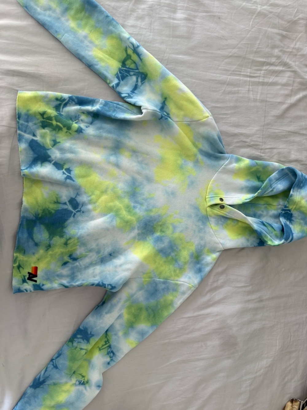 Aviator Nation Pullover Hoodie in Blue, Yellow & White Tie-Dye
